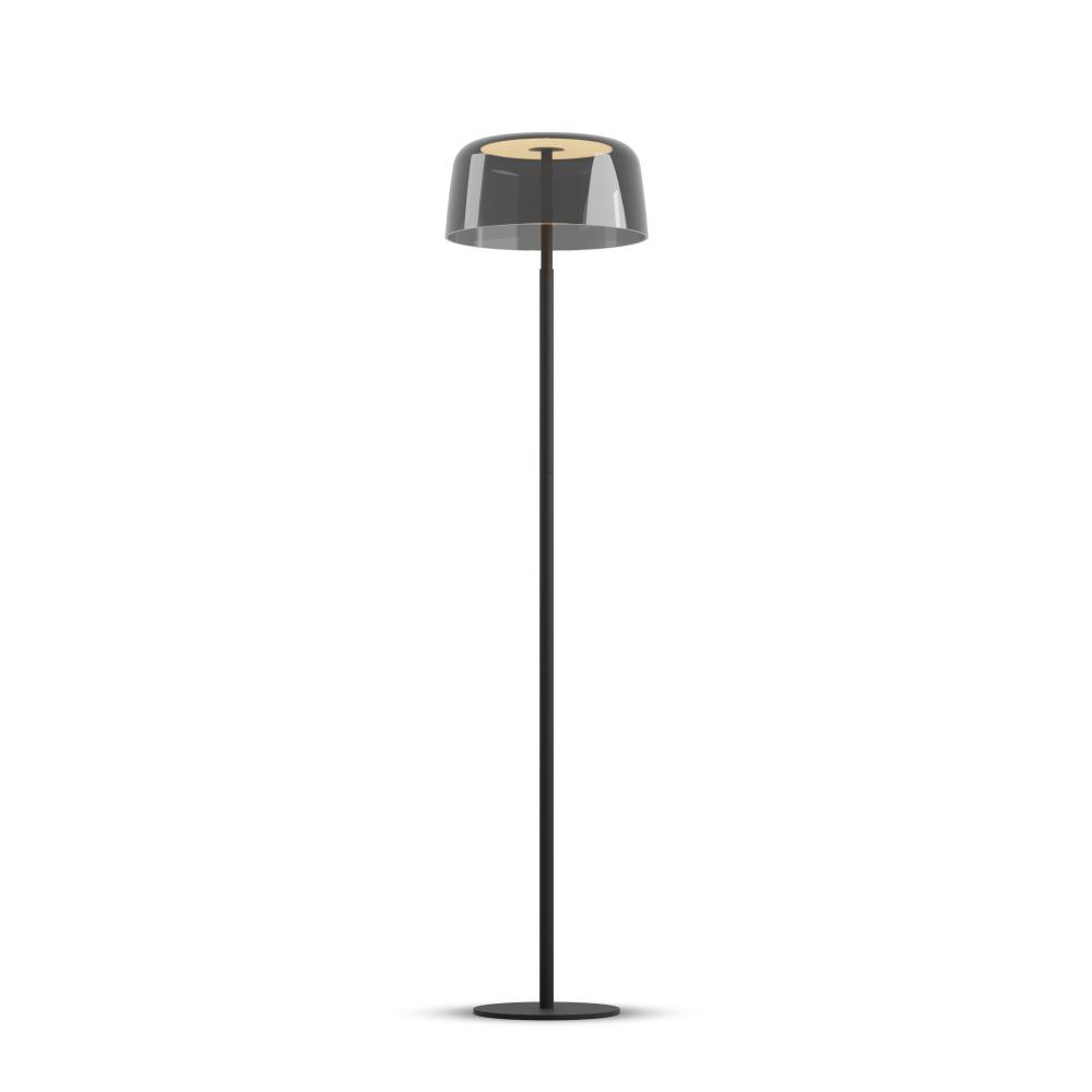 Koncept Lighting YUF-SW-MTB+SDGY Yurei Floor Lamp (Matte Black) with 14" Acrylic Shade, Dark Gray